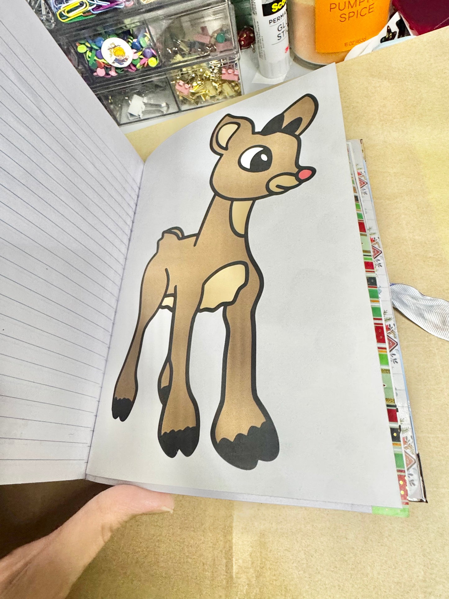Ready to fill Rudolph the Red Nosed Reindeer Junk Journal